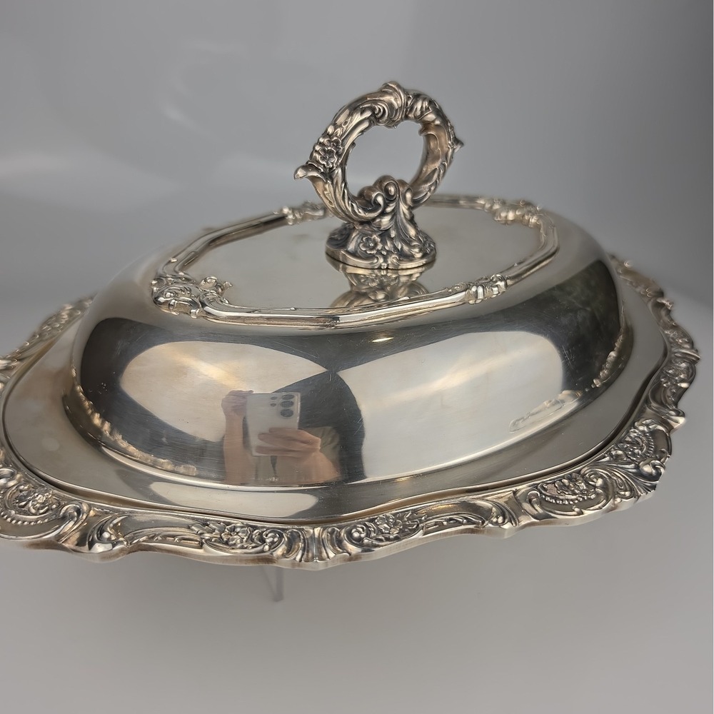 Vintage Wallace Baroque Silverplate Covered Vegetable Serving Dish Casserole 287